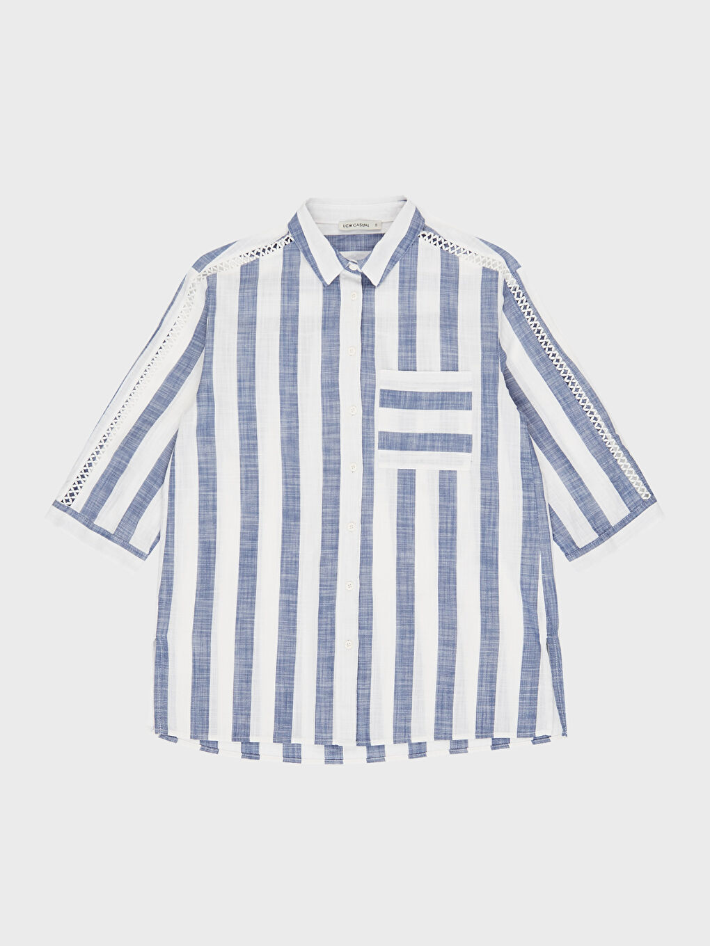 Mavi Çizgili Poplin Gömlek-2