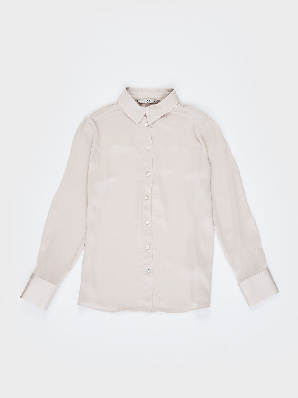 Gri Gömlek Yaka Standart Fit Uzun Kollu Kadın Gömlek-1