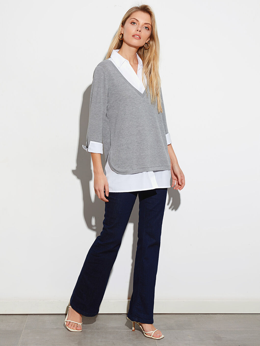 Shirt Collar Long Sleeve Women's T-Shirt-3