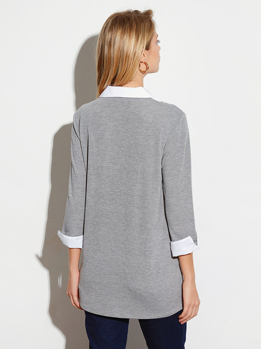 Shirt Collar Long Sleeve Women's T-Shirt-4