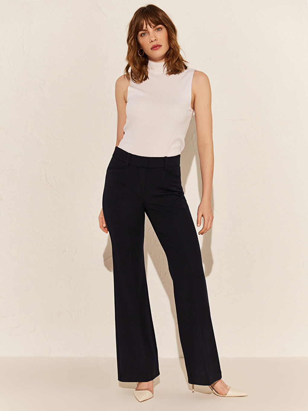 Lacivert Dar Fit Kadın Pantolon-1