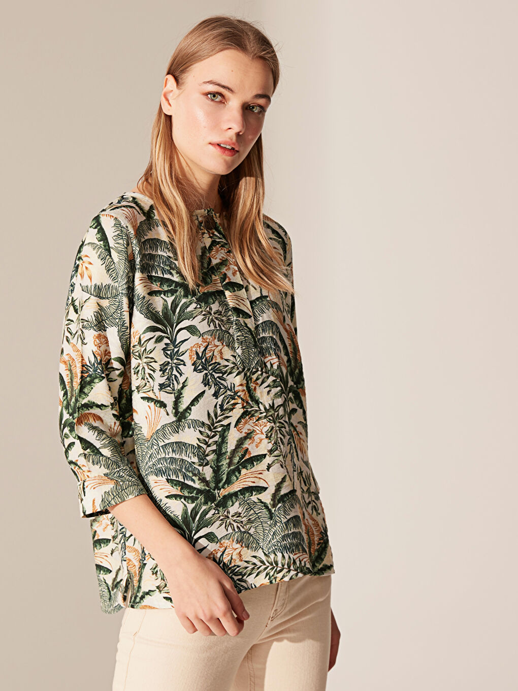 Yeşil Standart Fit Uzun Kollu Kadın Bluz