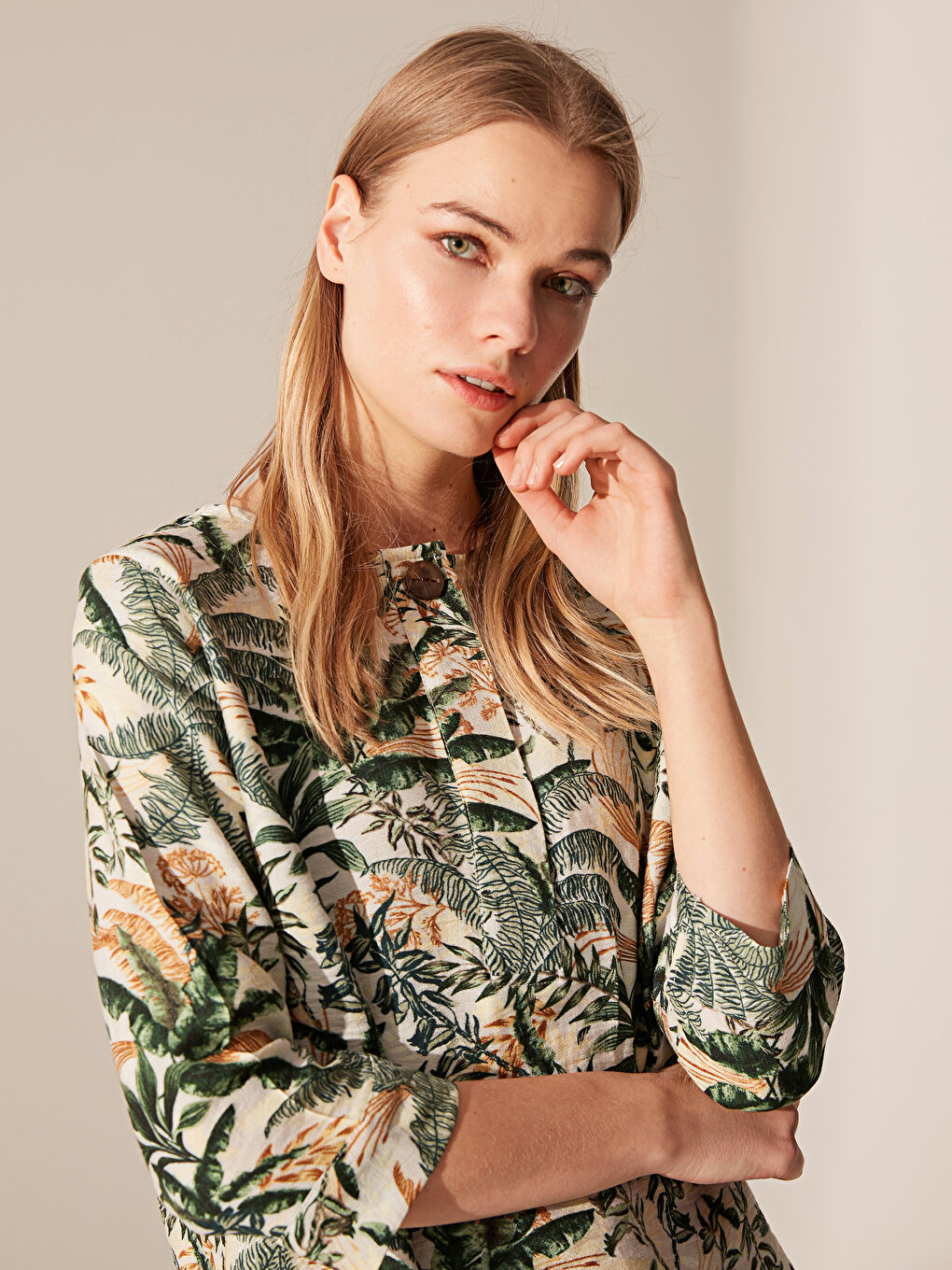 Yeşil Standart Fit Uzun Kollu Kadın Bluz-2