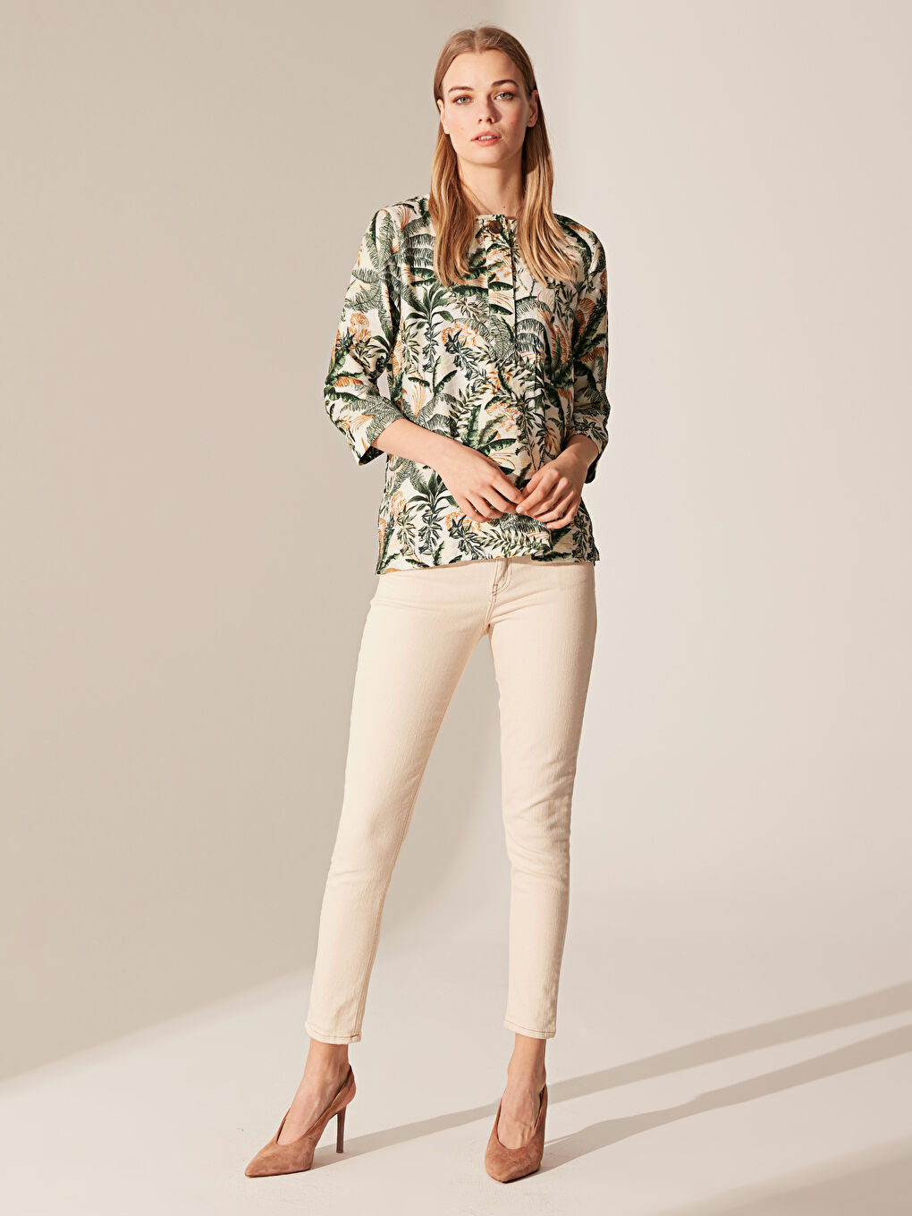 Yeşil Standart Fit Uzun Kollu Kadın Bluz-3