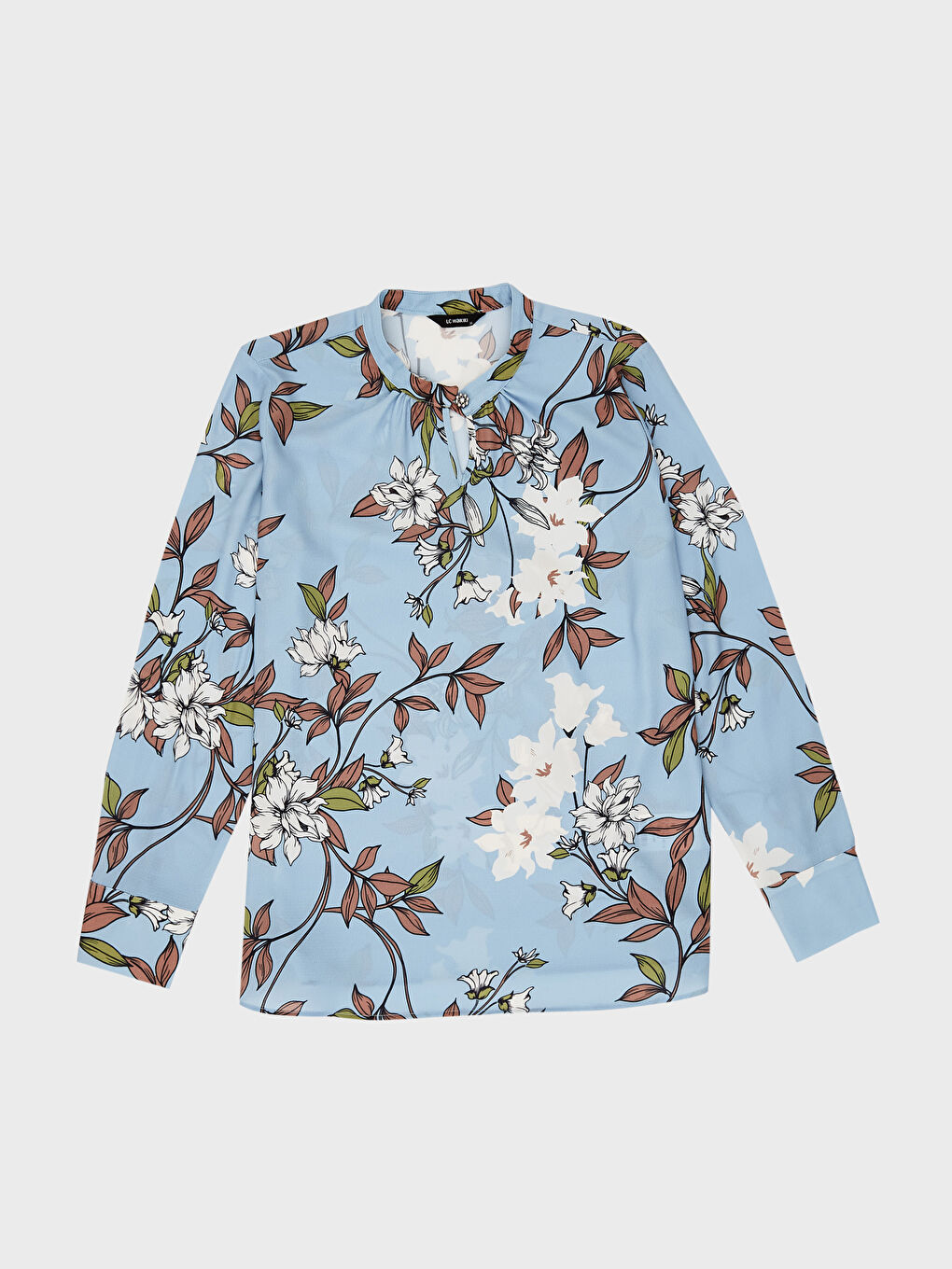 Mavi Hakim Yaka Standart Fit Uzun Kollu Kadın Bluz-1