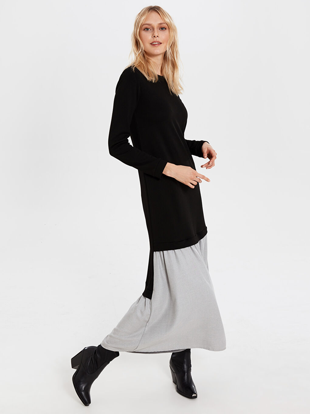 Long Sleeve Women's Long Dress With Garnish