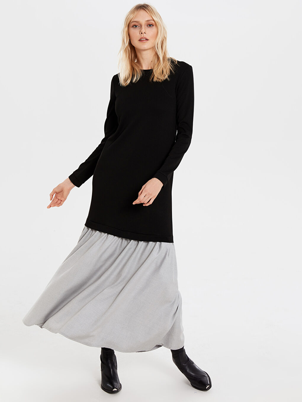 Long Sleeve Women's Long Dress With Garnish-2