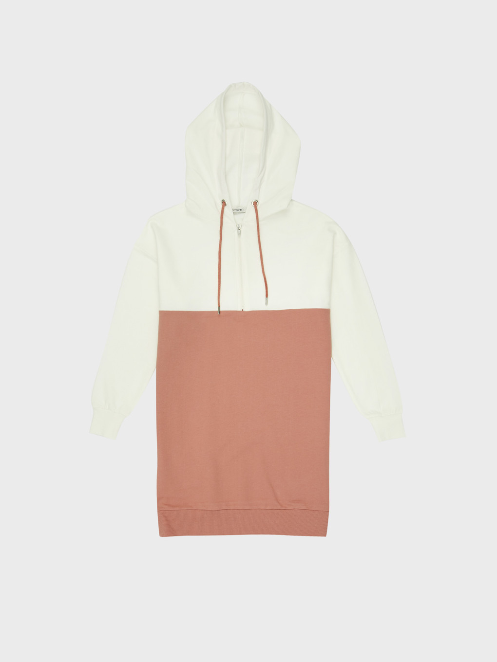 Pembe Renk Bloklu Kapüşonlu Oversize Sweatshirt-1