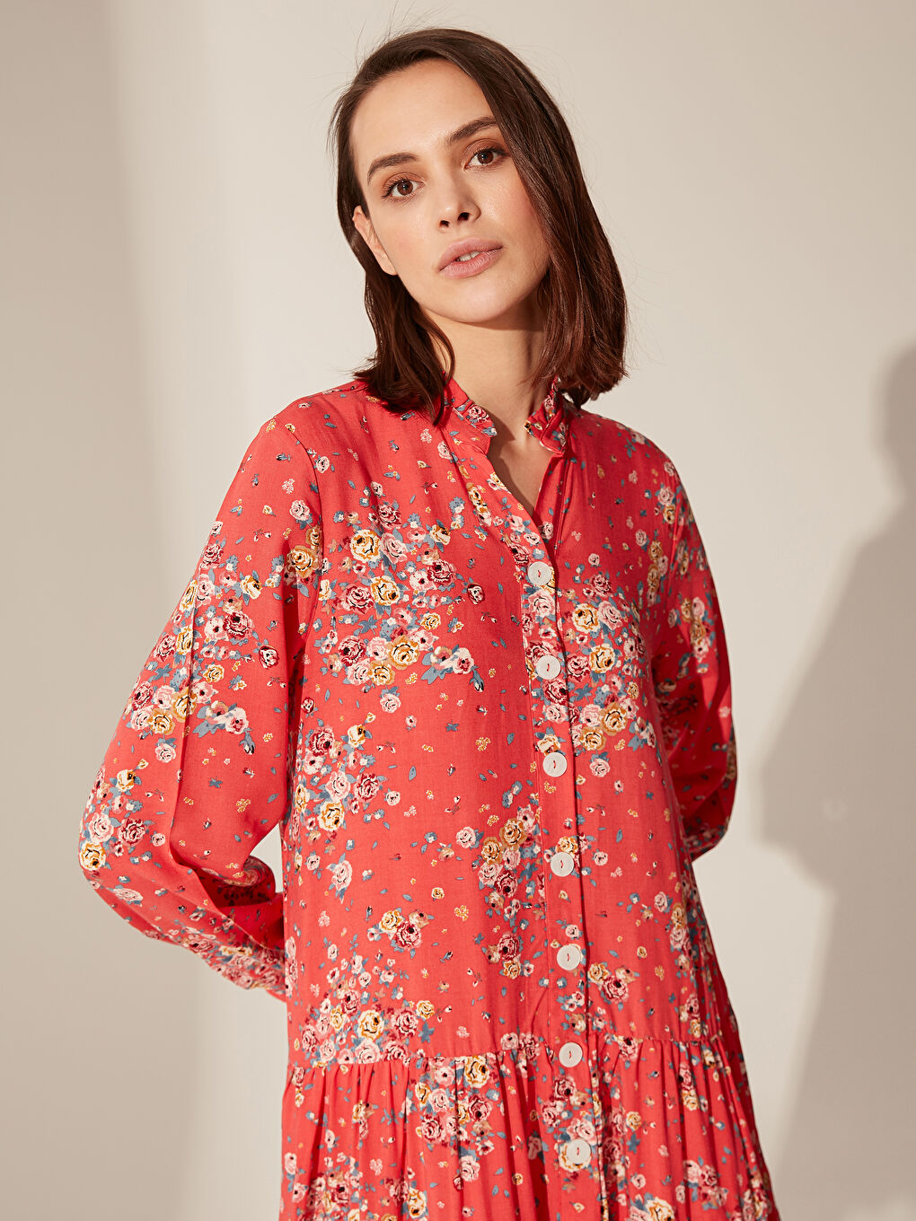 Henley Neckline Long Sleeve Women's Tunic-3