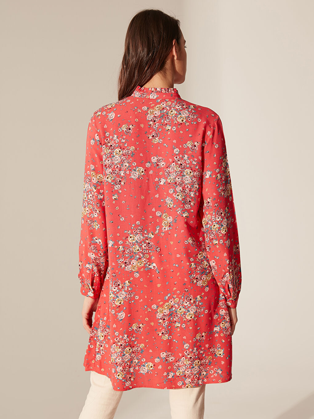 Henley Neckline Long Sleeve Women's Tunic-4