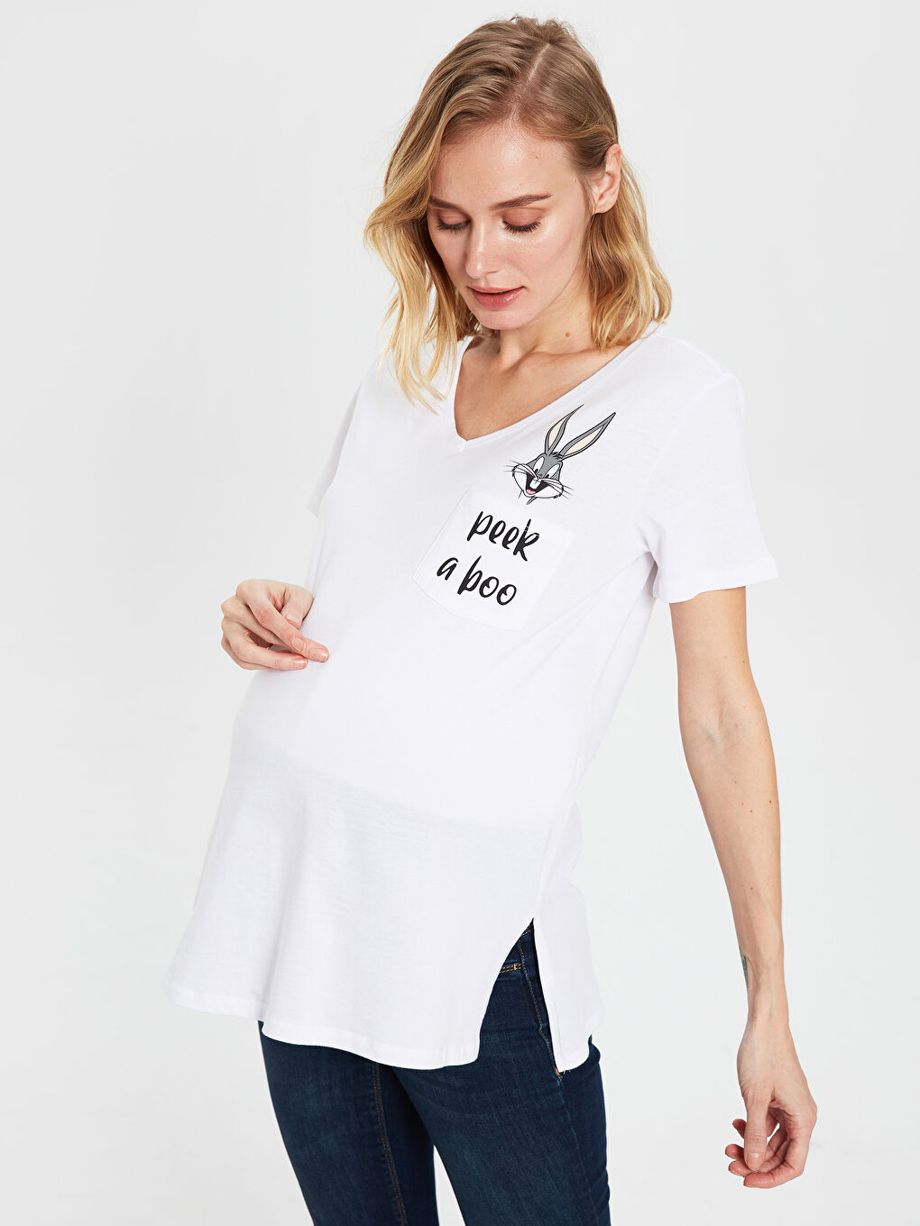 LC Waikiki Bugs Bunny Printed Cotton Maternity T-Shirt -0SK019Z8-E5X