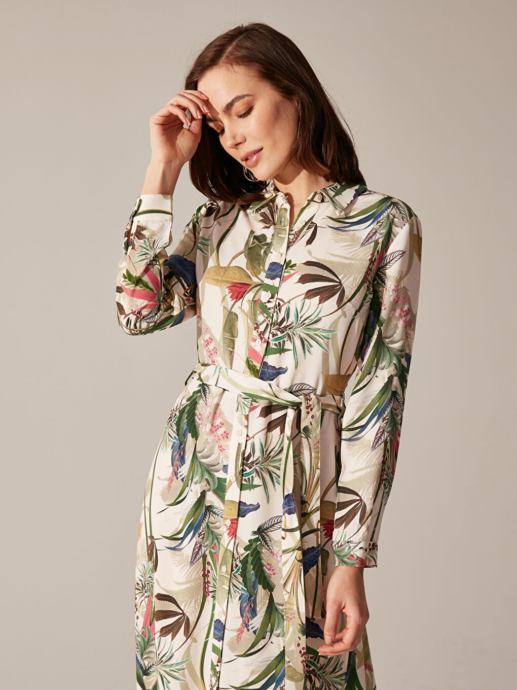 Standard Fit Long Sleeve Women's Shirt Dress-2