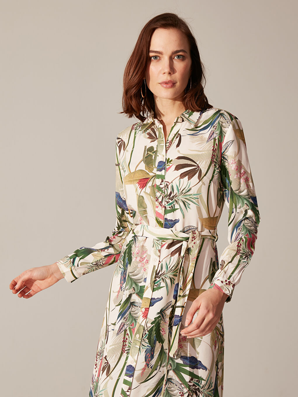 Standard Fit Long Sleeve Women's Shirt Dress-3