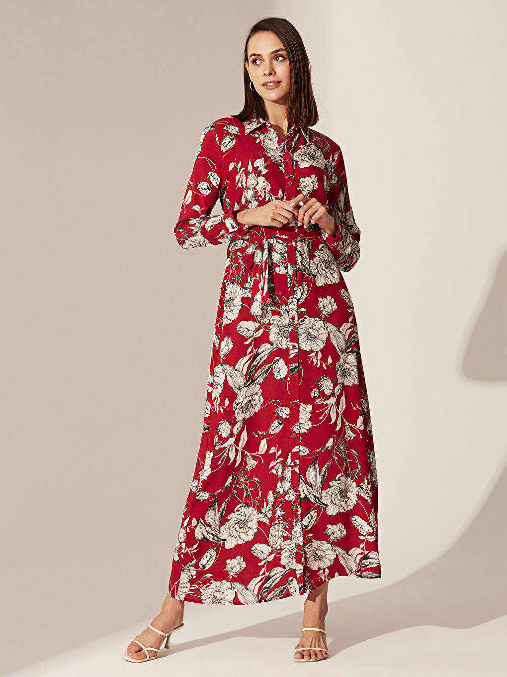 Standard Fit Long Sleeve Women's Shirt Dress-1