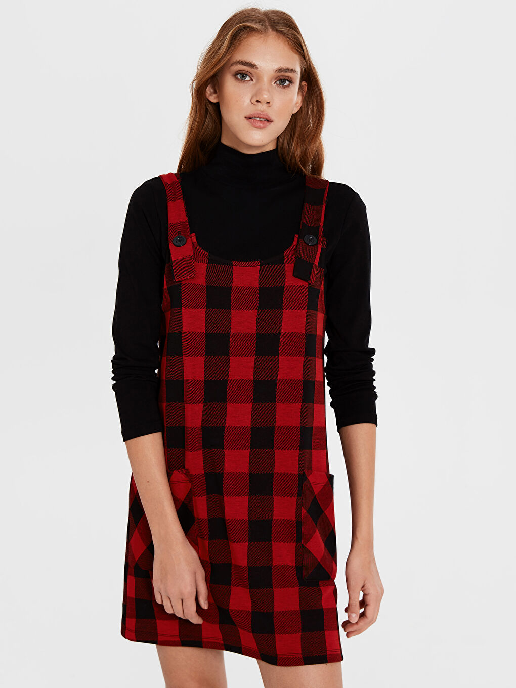 Сукня з шотландкою для жінок звичайного крою з бретелями-1