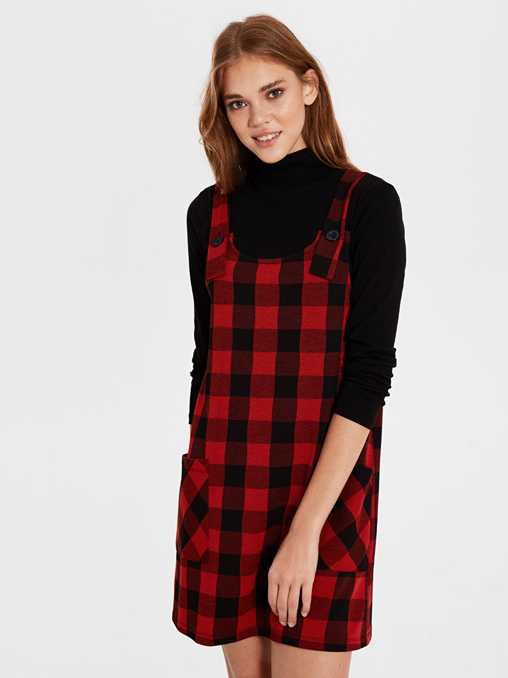 Сукня з шотландкою для жінок звичайного крою з бретелями-2