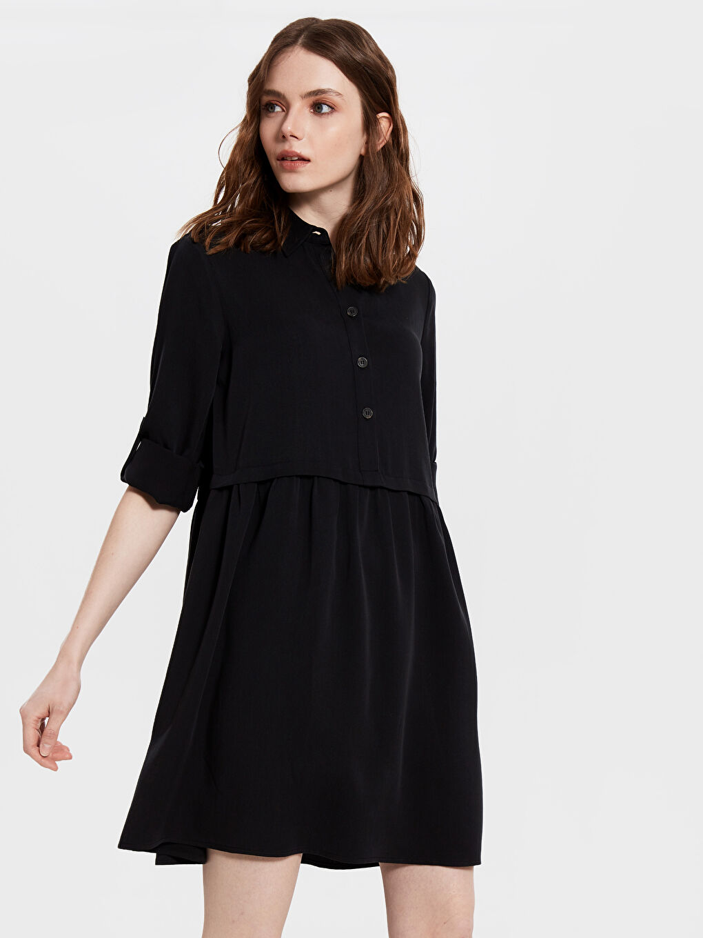 LCW Vision Standard Fit Long Sleeve Women's Shirt Dress -0SK238Z8-CVL