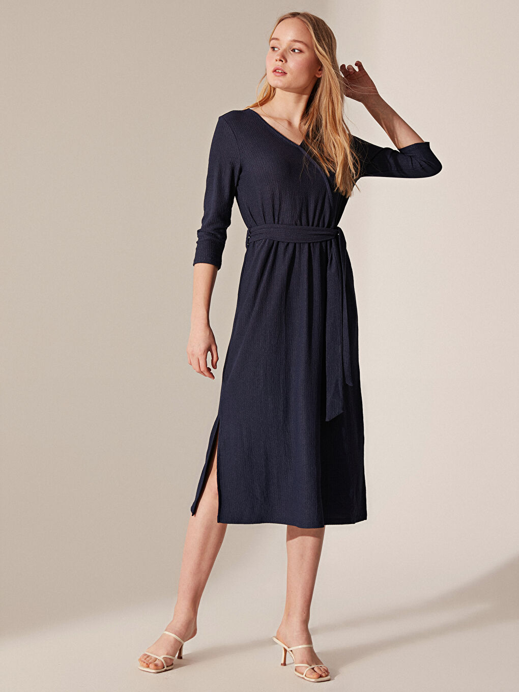 Lacivert Standart Fit Kadın Elbise-1