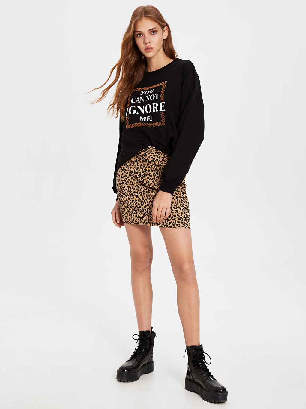 Kahverengi Dar Fit Gabardin Kadın Etek-1