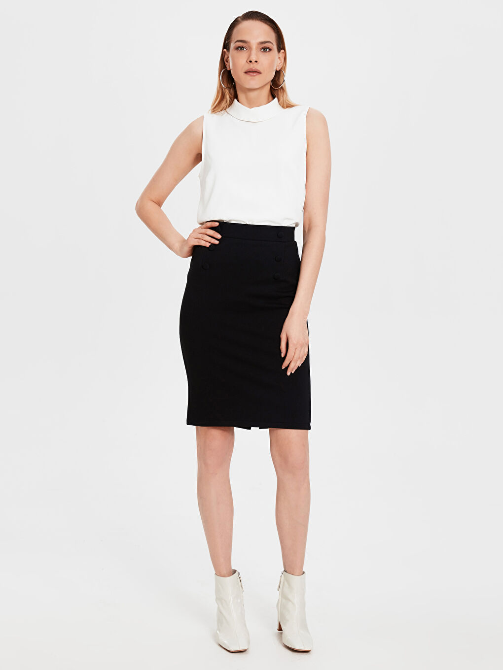 Siyah Dar Fit Kadın Etek-2