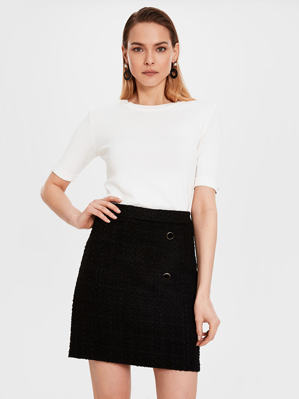 Siyah Dar Fit Kadın Tüvit Etek-2