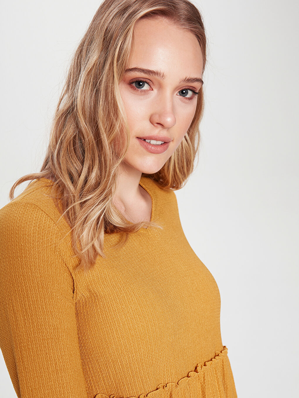 Sarı Uzun Kollu Kadın Elbise-2