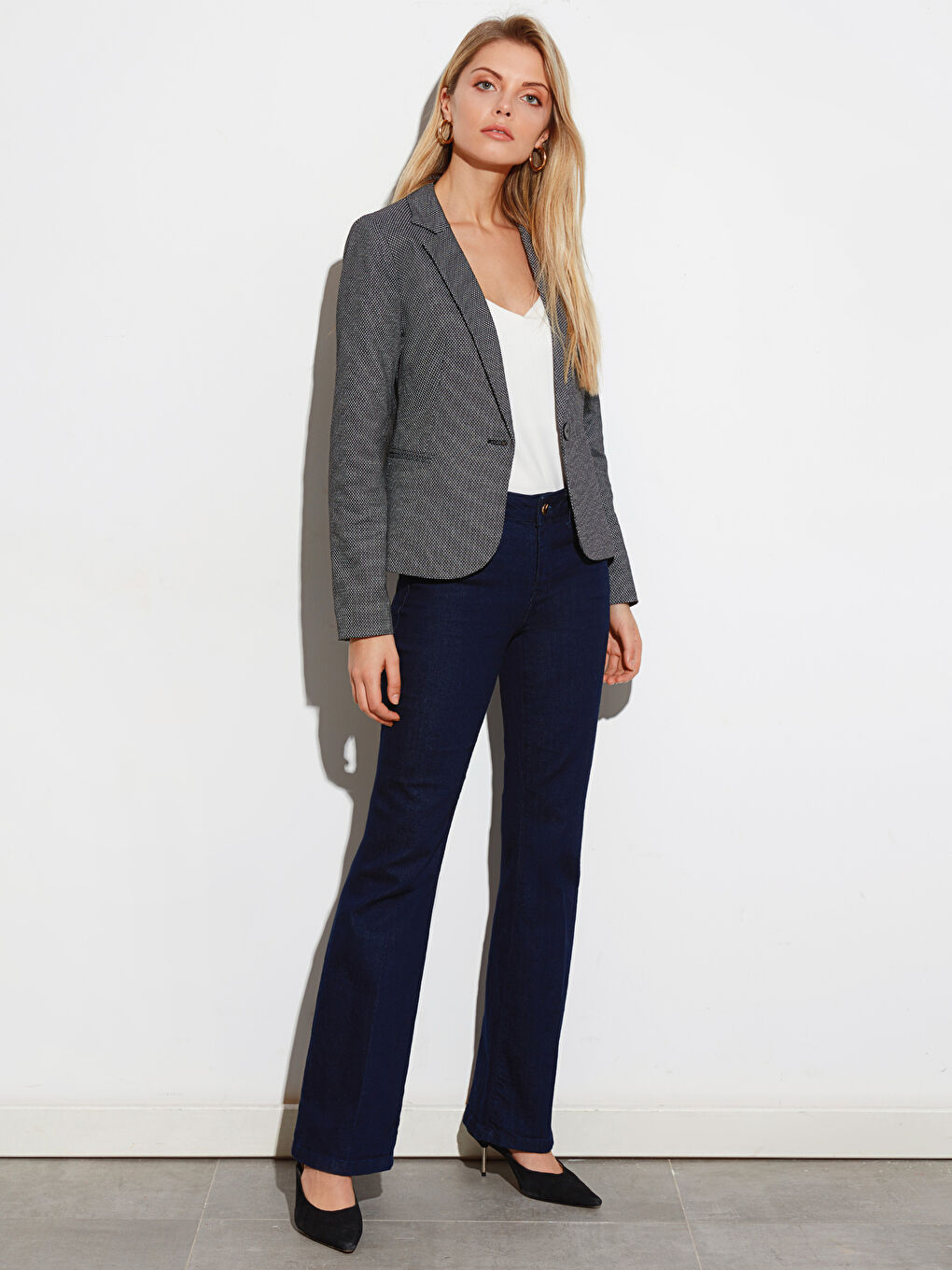 Siyah Dar Fit Uzun Kollu Kadın Ceket-2