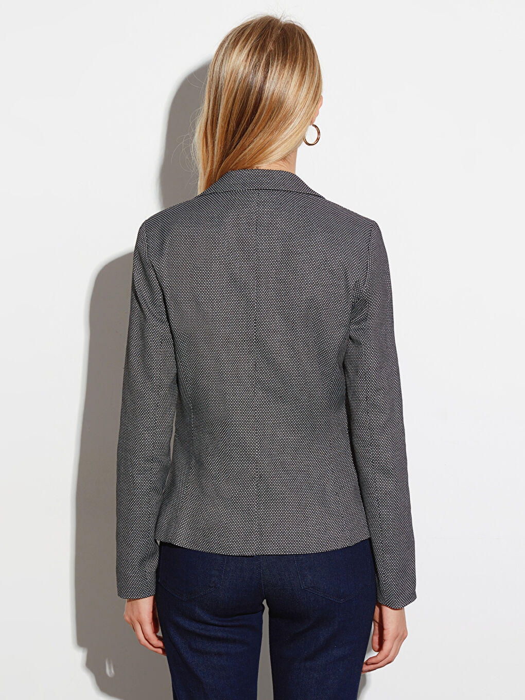 Siyah Dar Fit Uzun Kollu Kadın Ceket-3