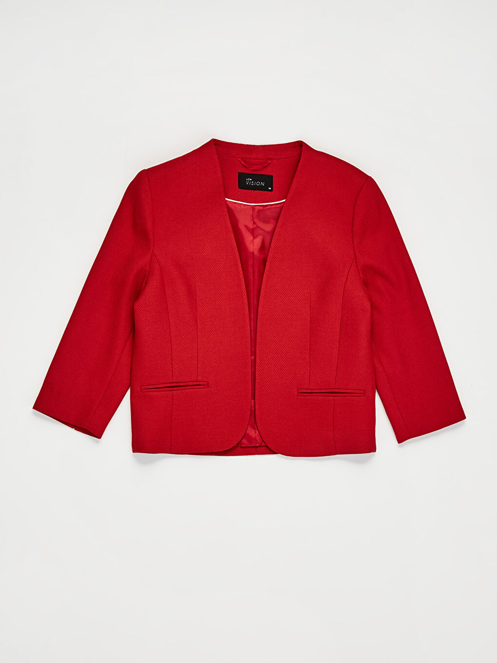 Kırmızı Şal Yaka Standart Fit Kadın Blazer Ceket-1