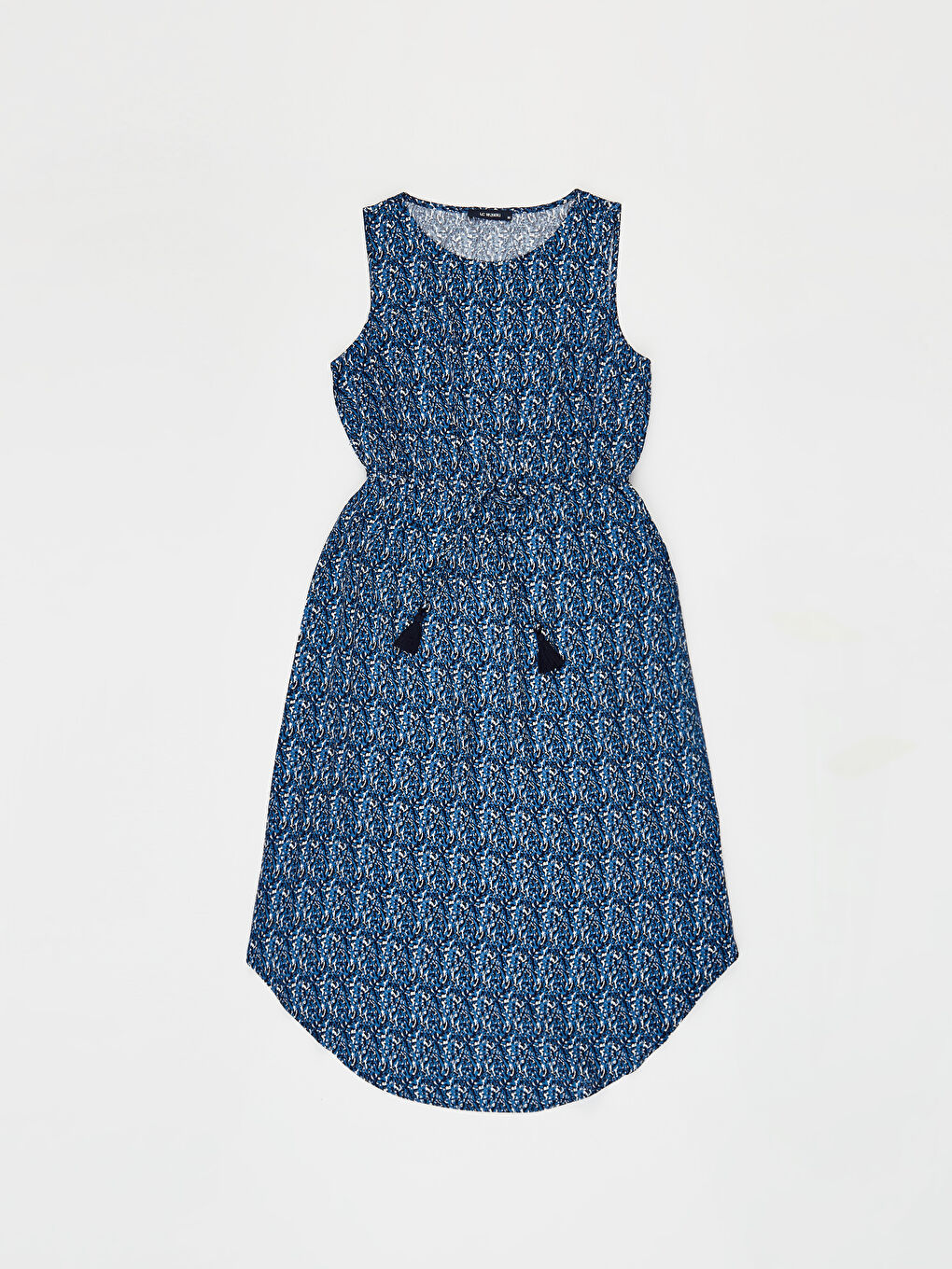 Mavi Bisiklet Yaka Desenli Kadın Elbise-1