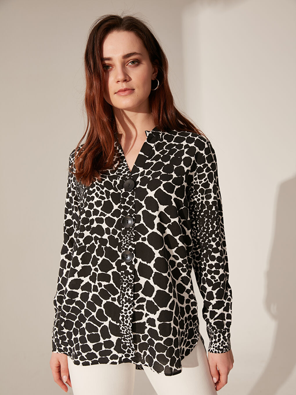 Henley Neckline Long Sleeve Women's Tunic