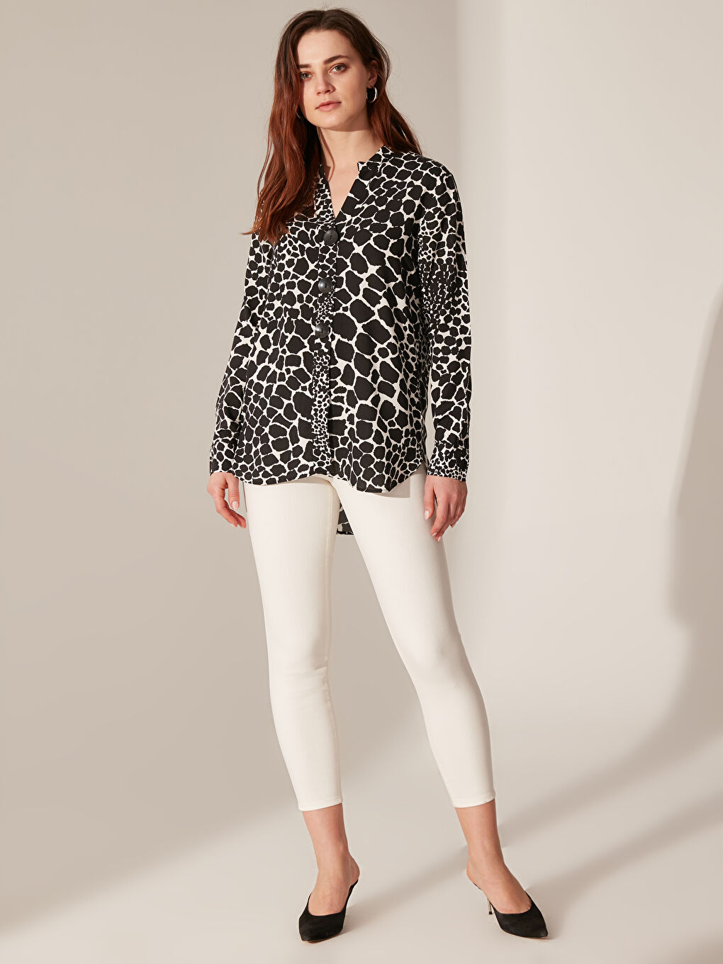 Henley Neckline Long Sleeve Women's Tunic-2