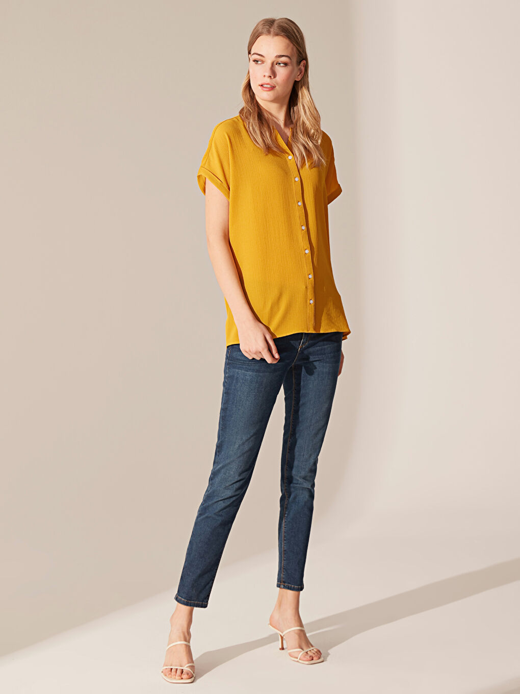 Chemise en Crêpe à Manches Courtes pour Femmes-3
