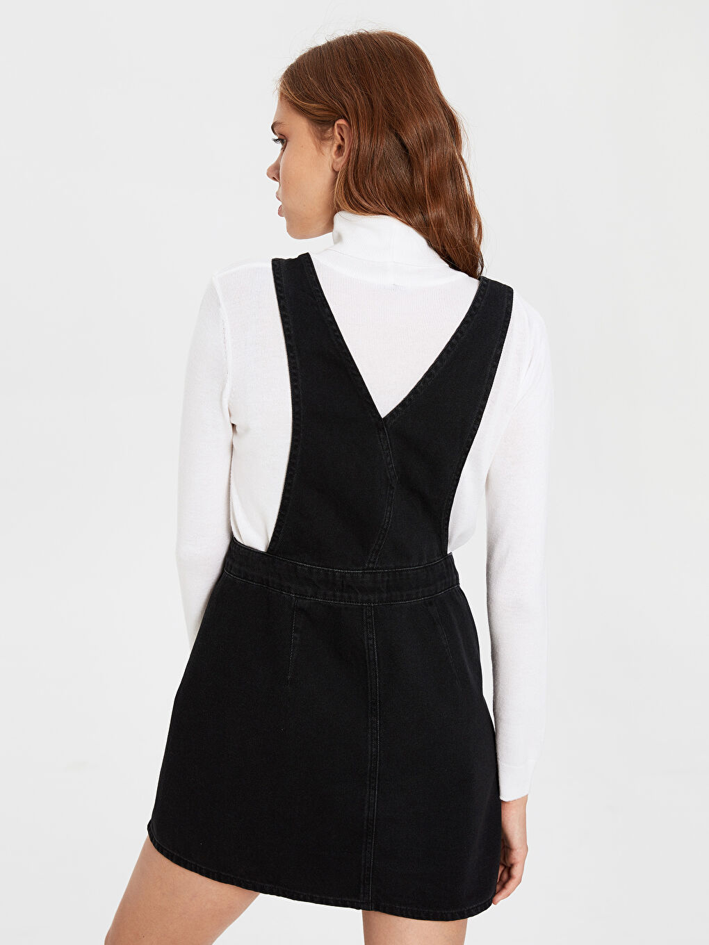 Siyah Kadın Kolsuz Jean Elbise-2