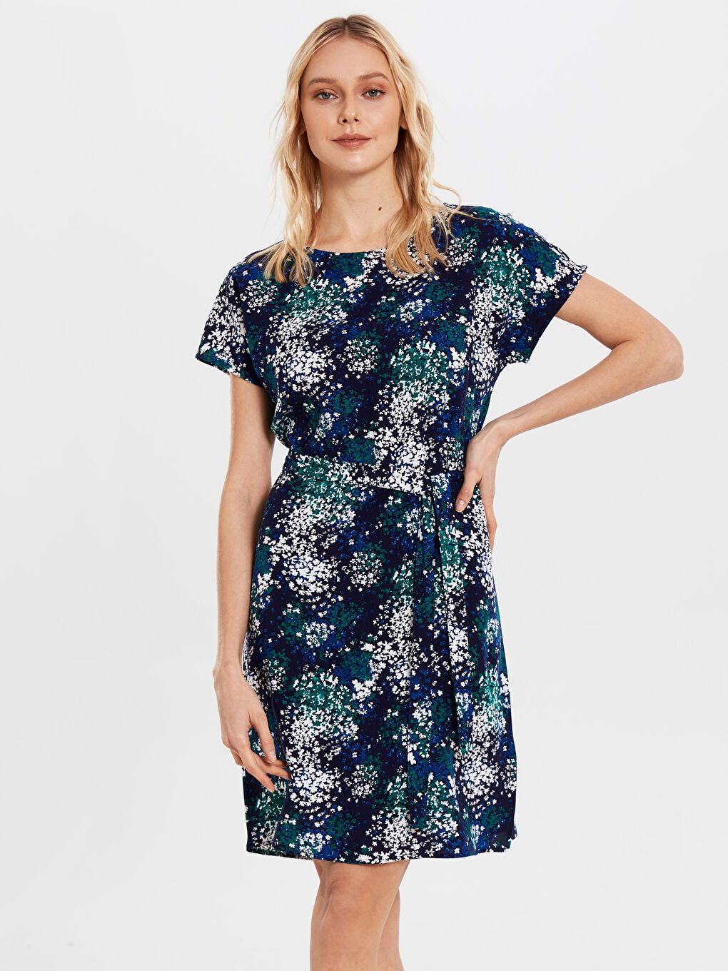 Yeşil Kısa Kollu Kadın Elbise-2