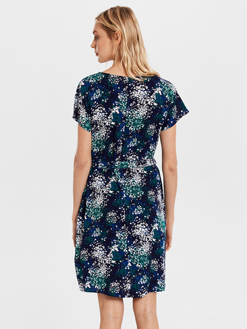 Yeşil Kısa Kollu Kadın Elbise-3