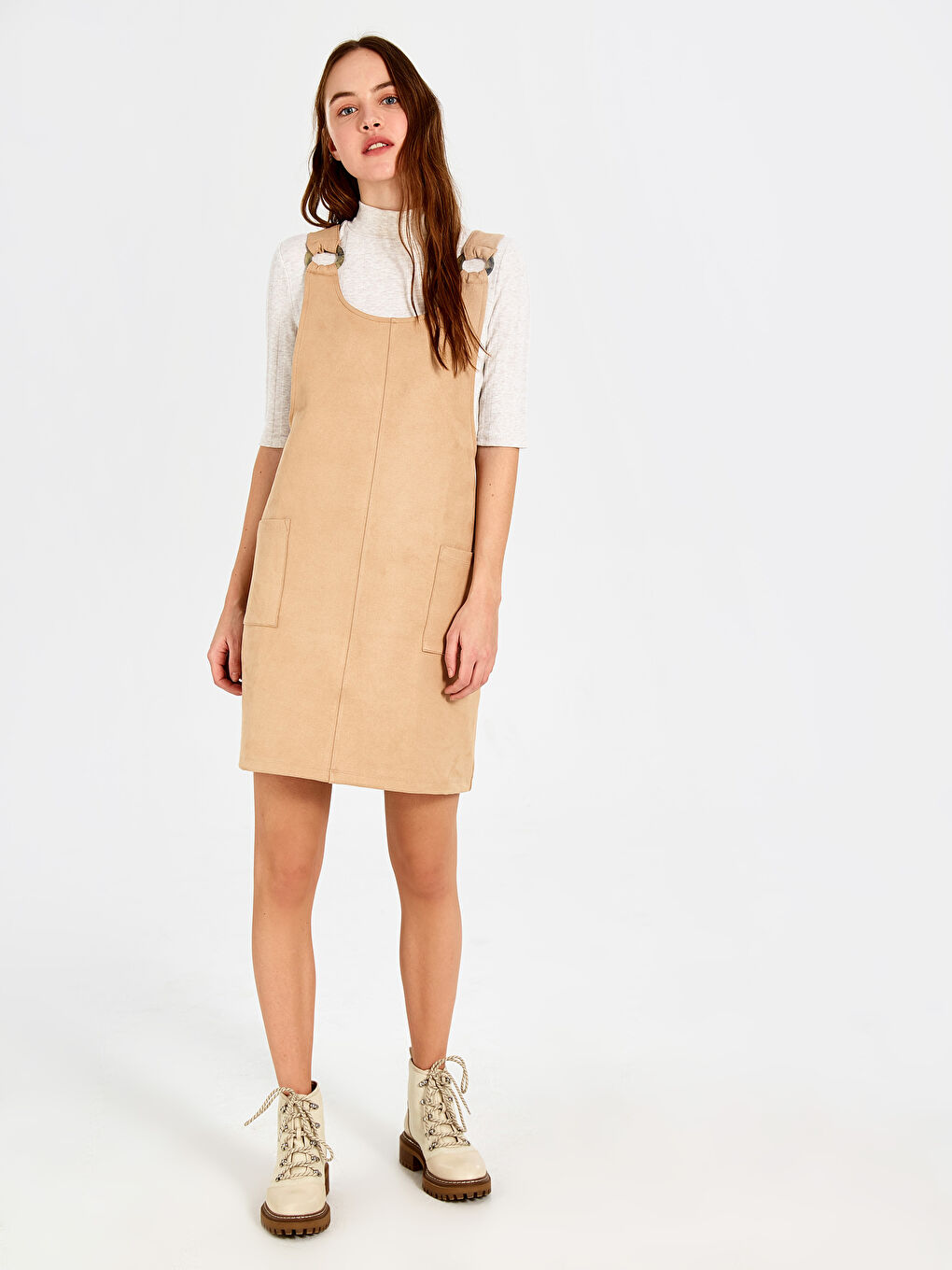 Suede Overall Mini Dress-1