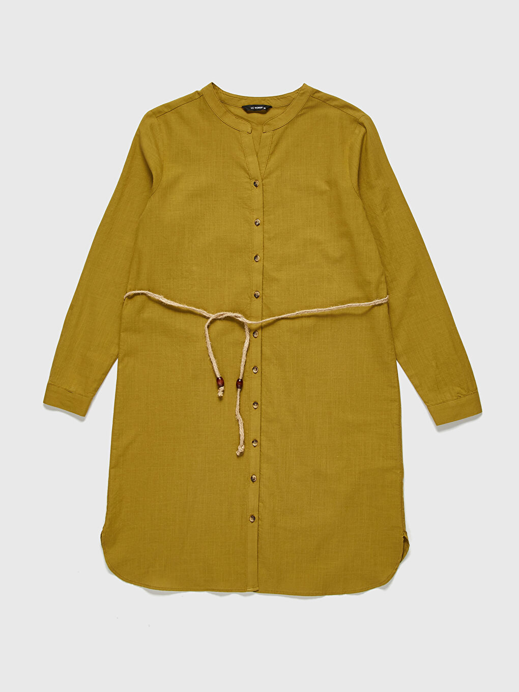 Haki Kaçık Yaka Uzun Kollu Kadın Tunik-1