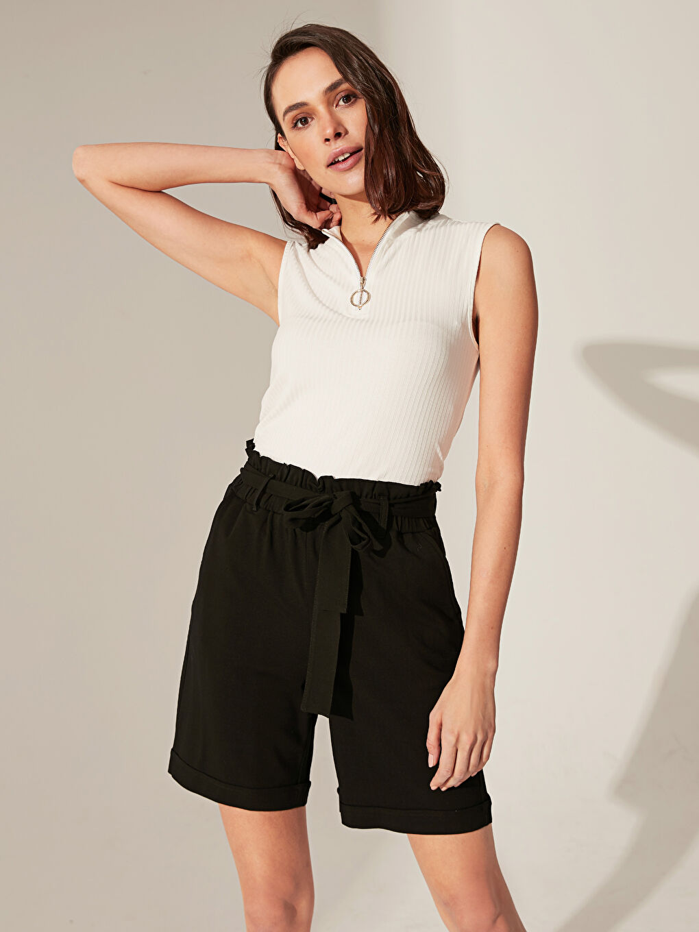 Elastic Waistband Viscose Shorts-1