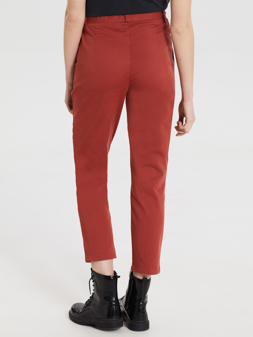 Pembe Rahat Kalıp Gabardin Kadın Pantolon-2