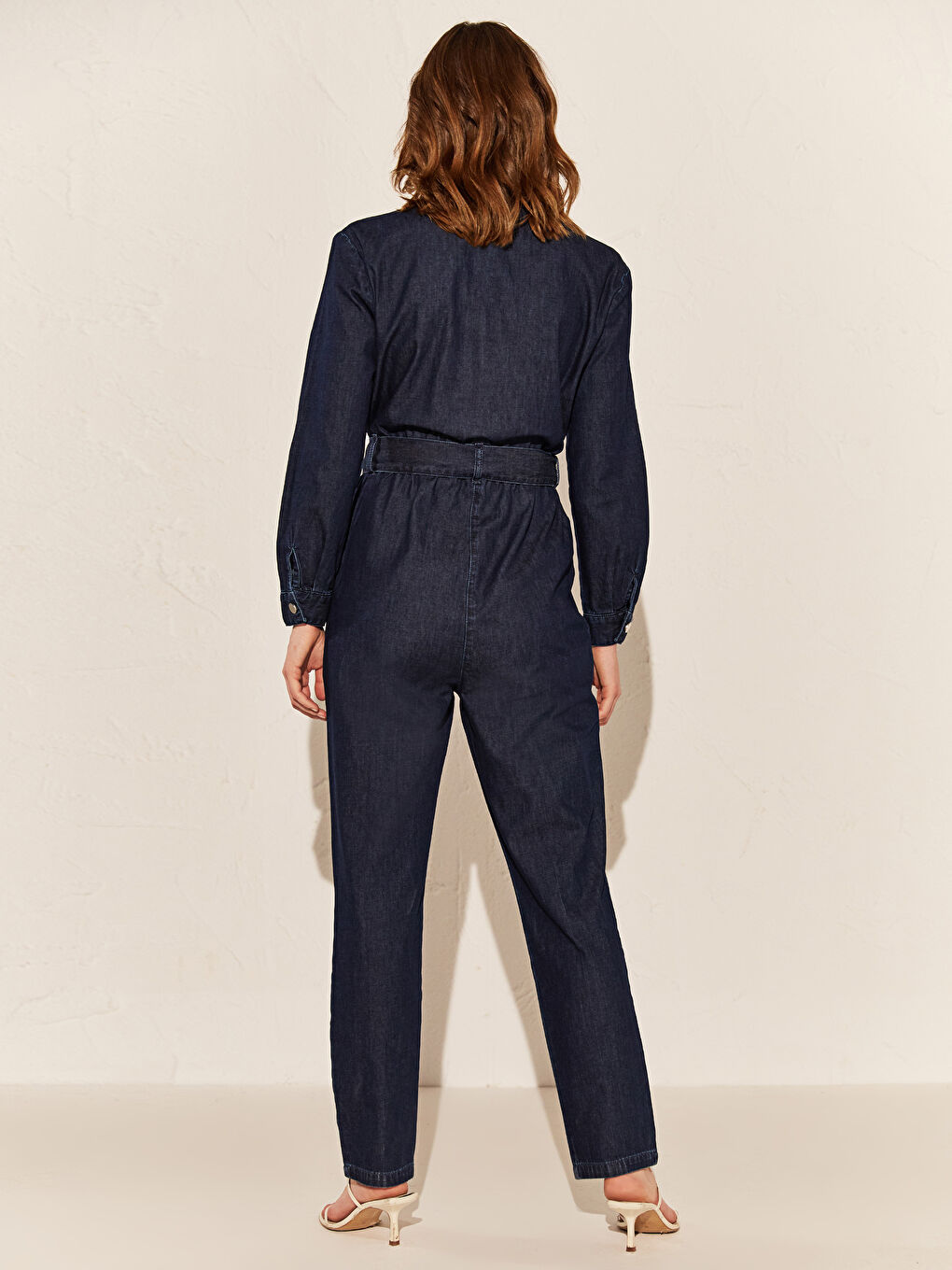 Shirt Collar Long Sleeve Gabardine Women's Overalls-2