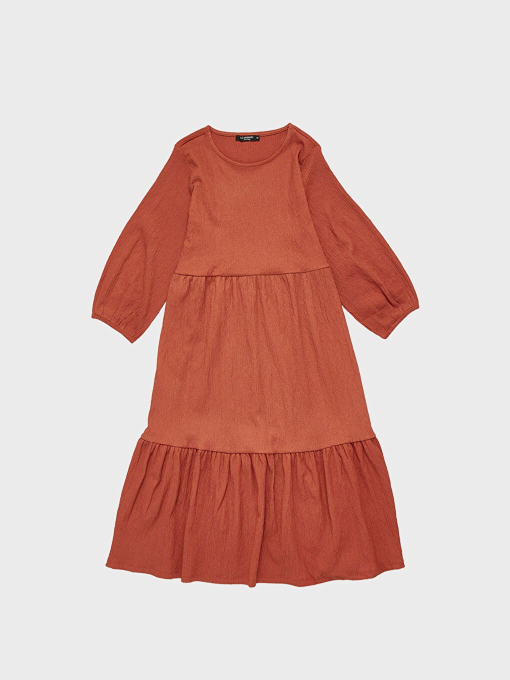 Kırmızı Dokulu Kumaştan Fırfır Detaylı Hamile Elbise-4