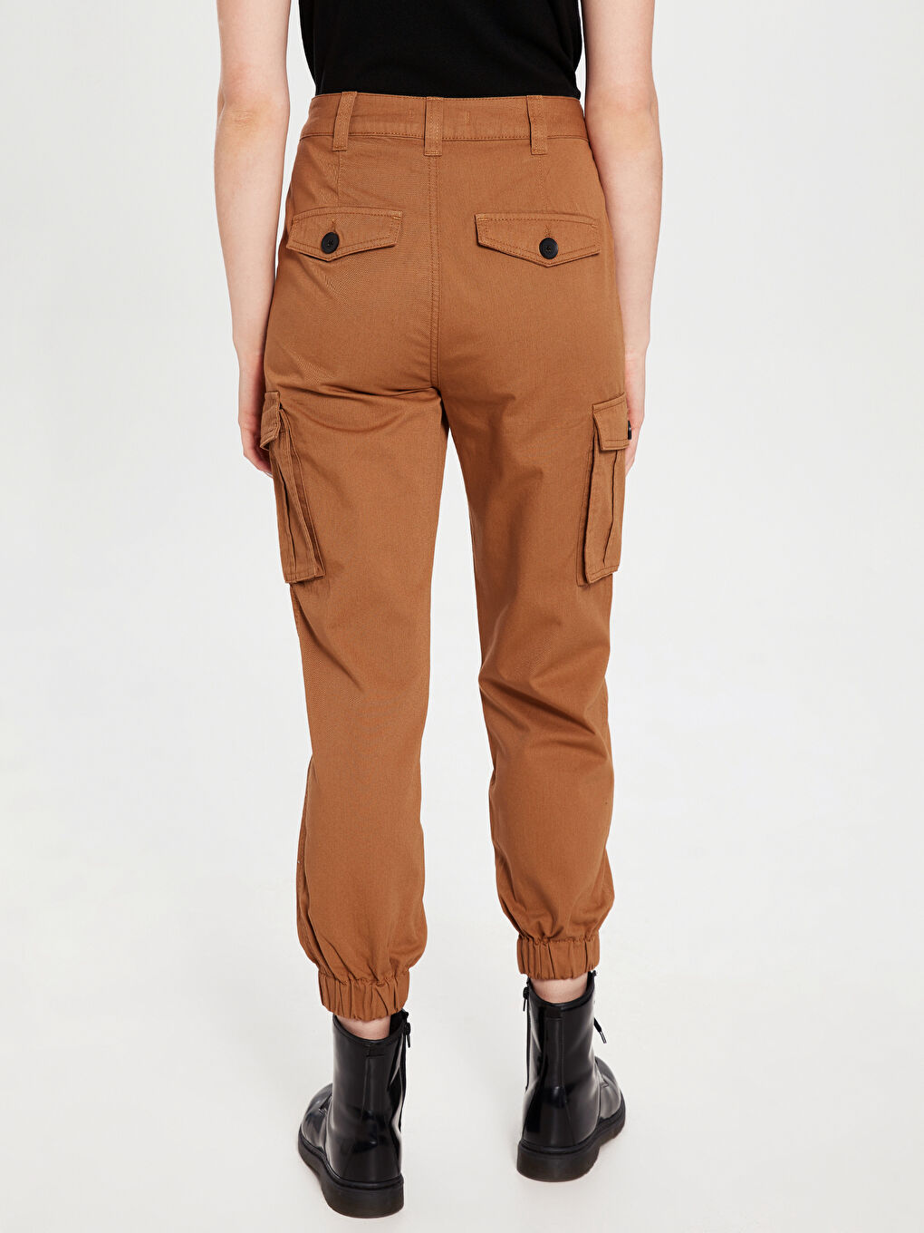 Bej Standart Fit Gabardin Kadın Pantolon-2