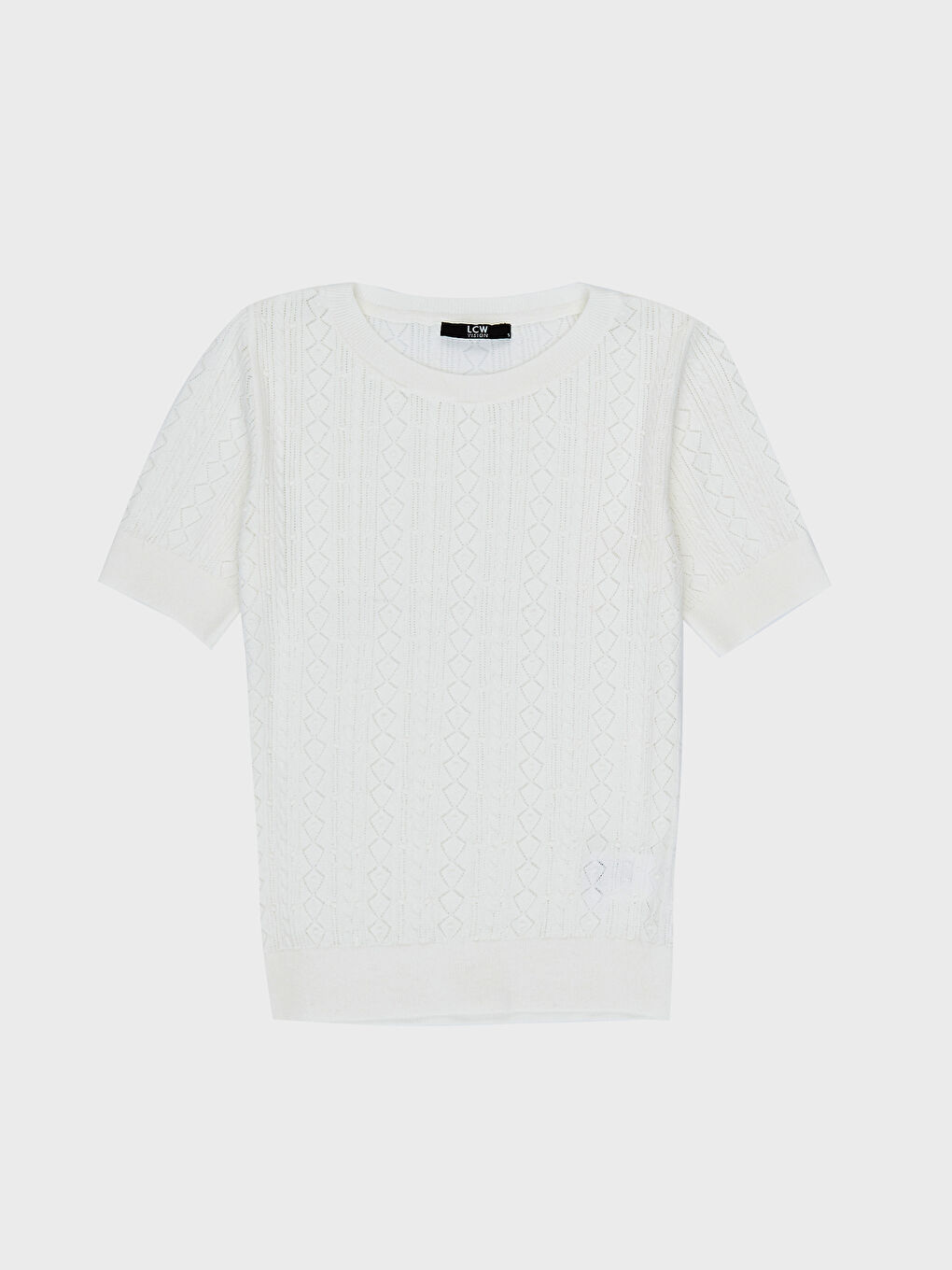 Свитер с круглым вырезом и коротким рукавом для женщин-3