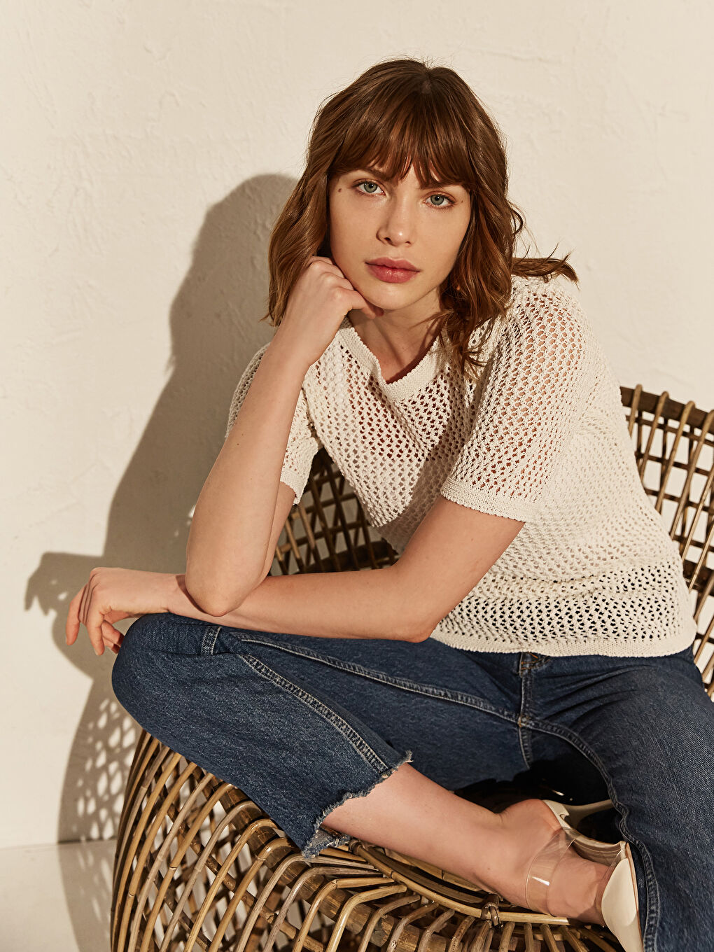 Crew Neck Short Sleeve Women's Sweater-2