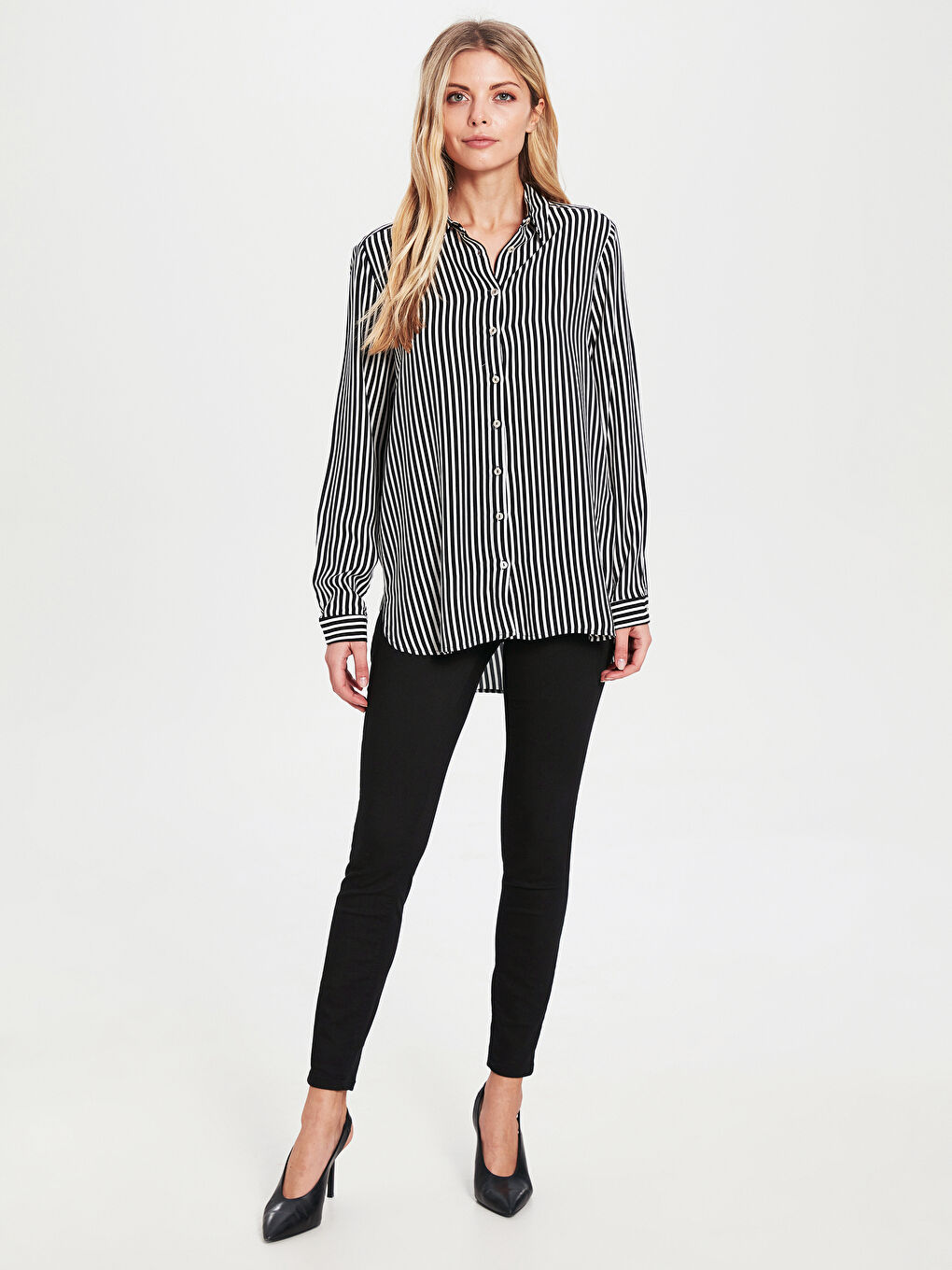 Siyah Uzun Kollu Kadın Gömlek-1