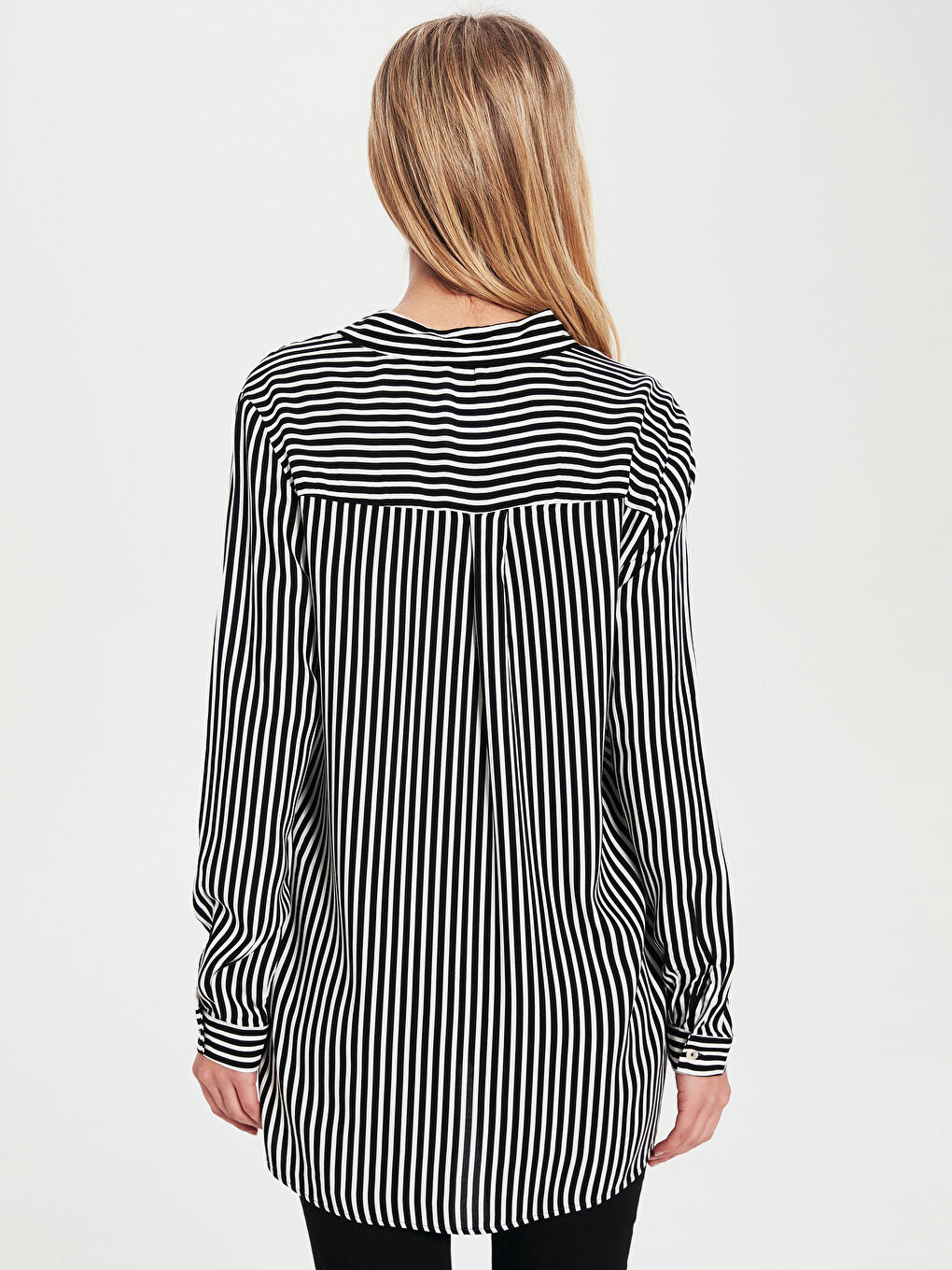 Siyah Uzun Kollu Kadın Gömlek-2