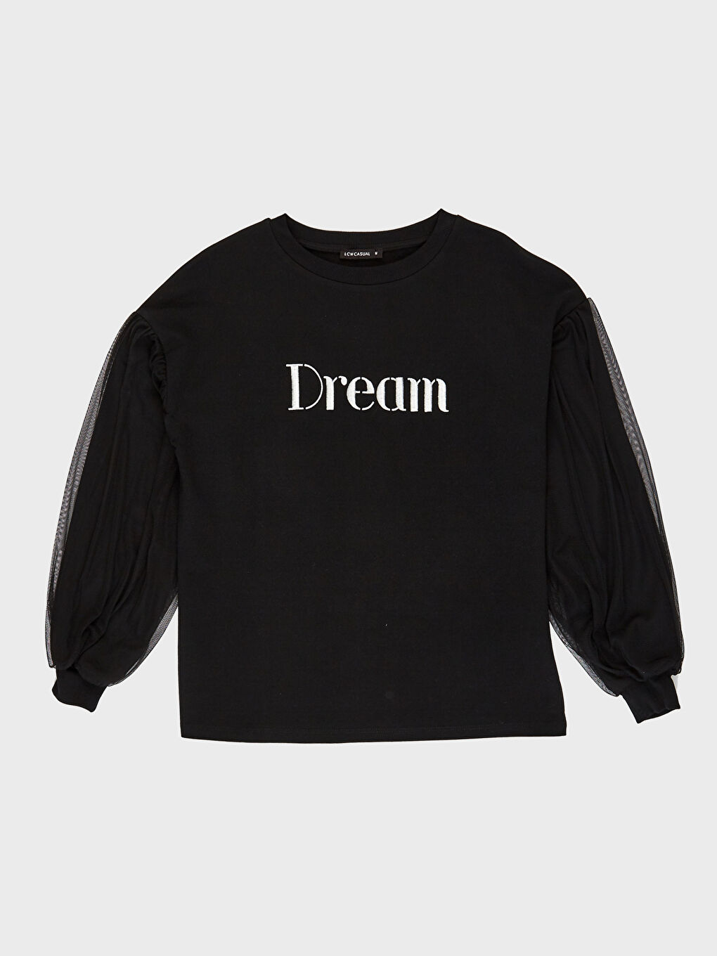 Siyah Bisiklet Yaka Uzun Kollu Kadın Sweatshirt-1