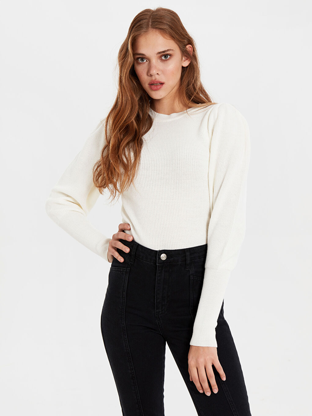 Crew Neck Long Sleeve Women's Sweater-2