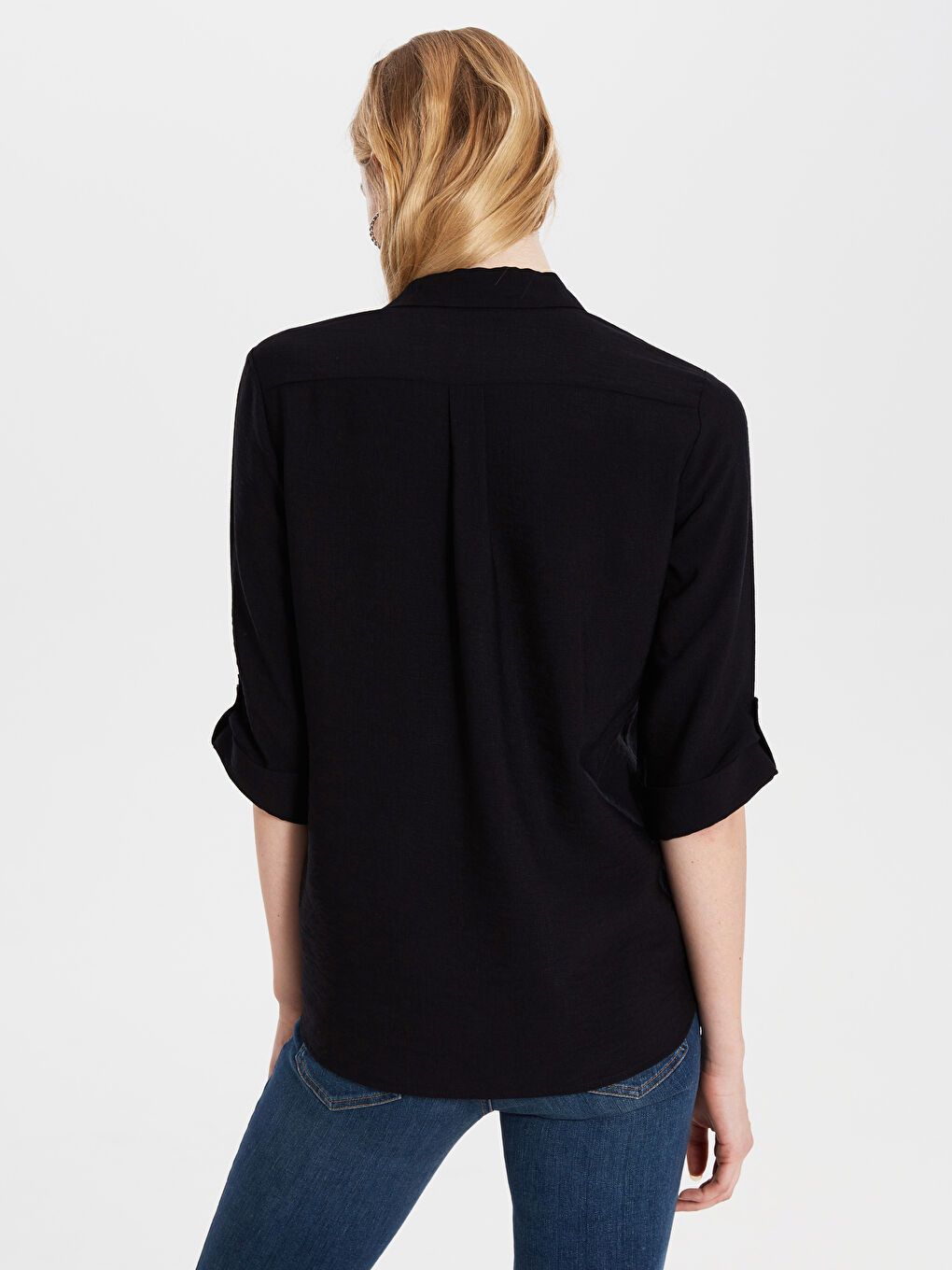 Siyah Uzun Kollu Kadın Gömlek-3